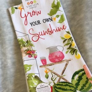 Grow Your Own Sunshine Watermelon Garden Kitchen Towel Cotton NWT 16x26” Kay Dee